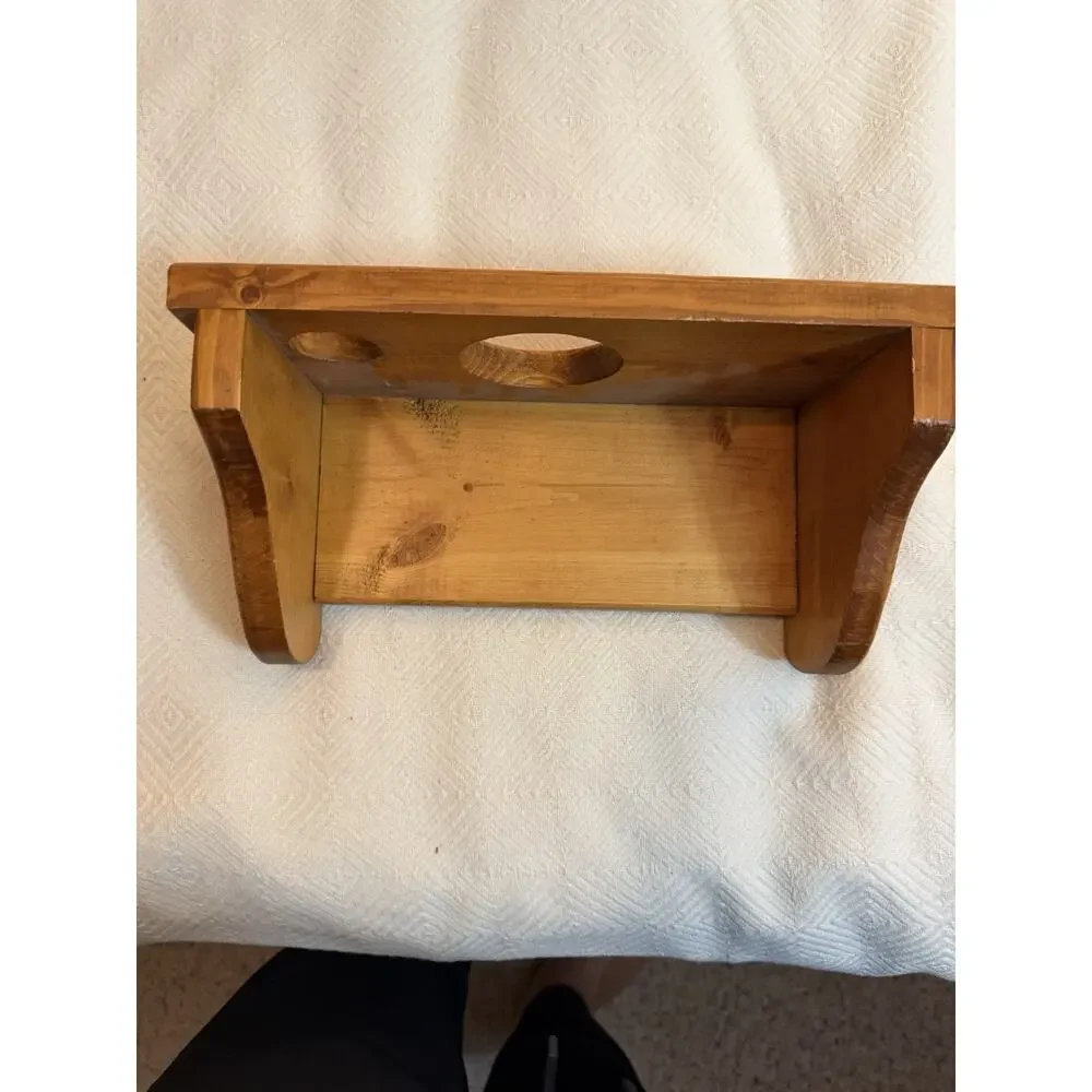 Vintage Wooden Wall Mount Hair Dryer Holder Curling Iron Organizer Heart Decor